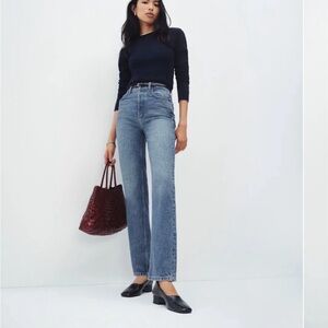 Reformation Light Blue High-Rise Straight Leg Jeans